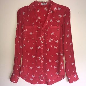 Kitten and Butterfly Portofino Blouse